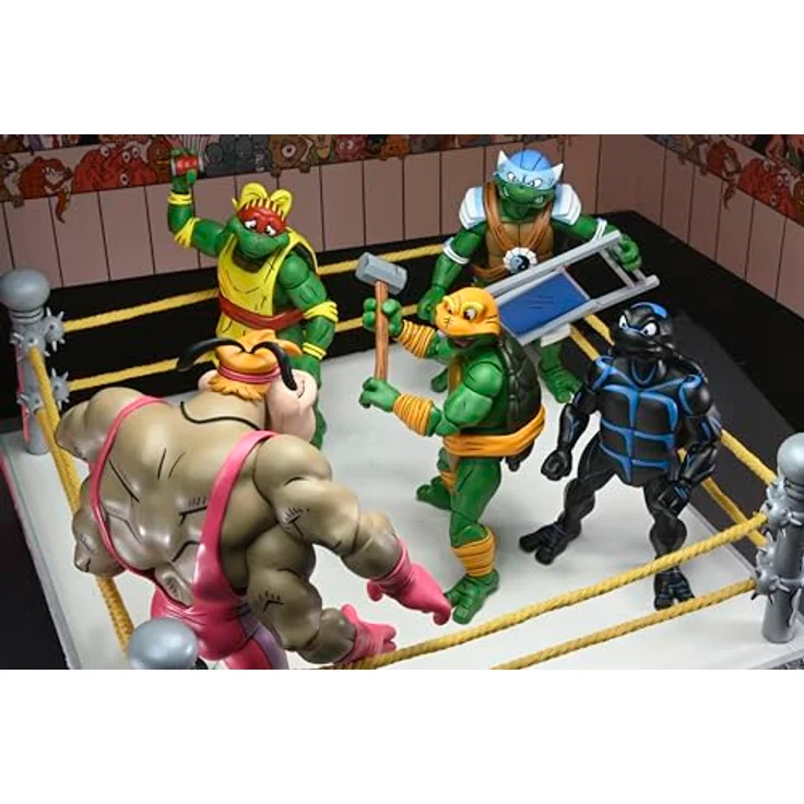 NECA Teenage Mutant Ninja Turtles (Archie Comics) Actionfiguren 4er-Pack Stump Wrestling Turtles, 18 cm, mit Zubehör in Fensterbox – Bild 9