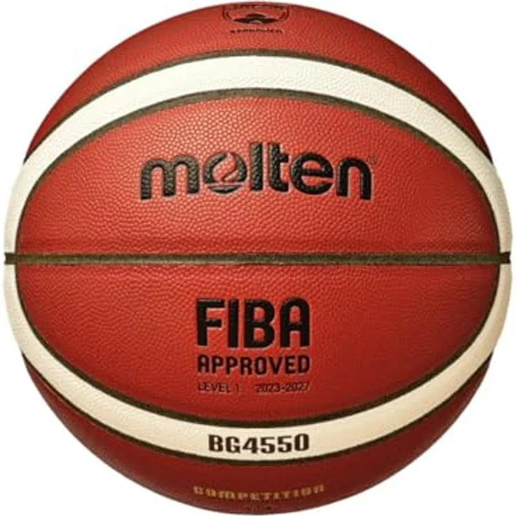 Molten B6G4550, Wettspiel-Basketball aus Premium Synthetik-Leder mit FIBA-Zulassung und optimierter Ballführung – Bild 1