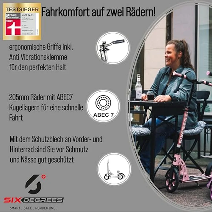 Authentic Sports Alu Scooter grau 205mm Six Degrees - Hochwertiger Aluminium Scooter mit 205 mm High Rebound-Rollen – Bild 3