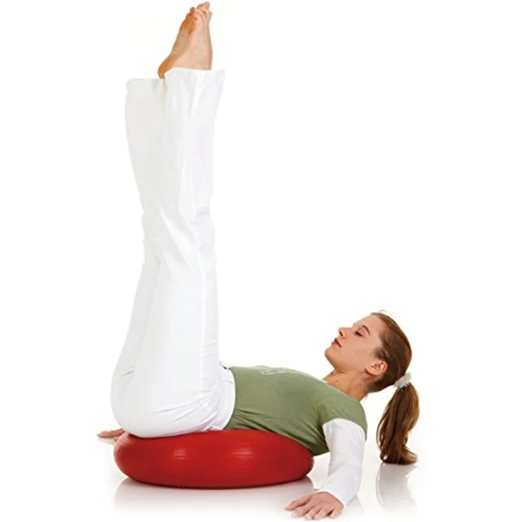 Togu Dynair Ballkissen XXL rot Balance Kissen 50 cm groß Ballsitzkissen mit Noppen 50 cm Geleichgewichtskissen Balancekissen groß für Gleichgewicht Koordination und Stabilität Balance Pad Luftkissen Sitzkissen für Fitness, Yoga, Pilates – Bild 2