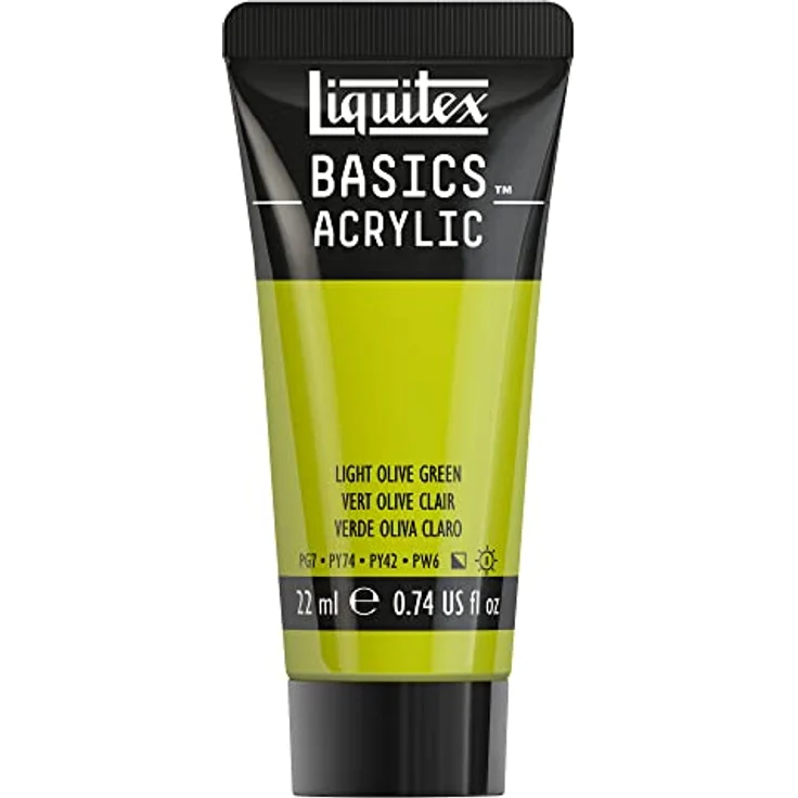 Liquitex Basics Acrylfarbe Olivgrün Hell, 22 ml Tube, lichtecht, monopigmentiert, seidenglänzend, Archivqualität – Bild 1