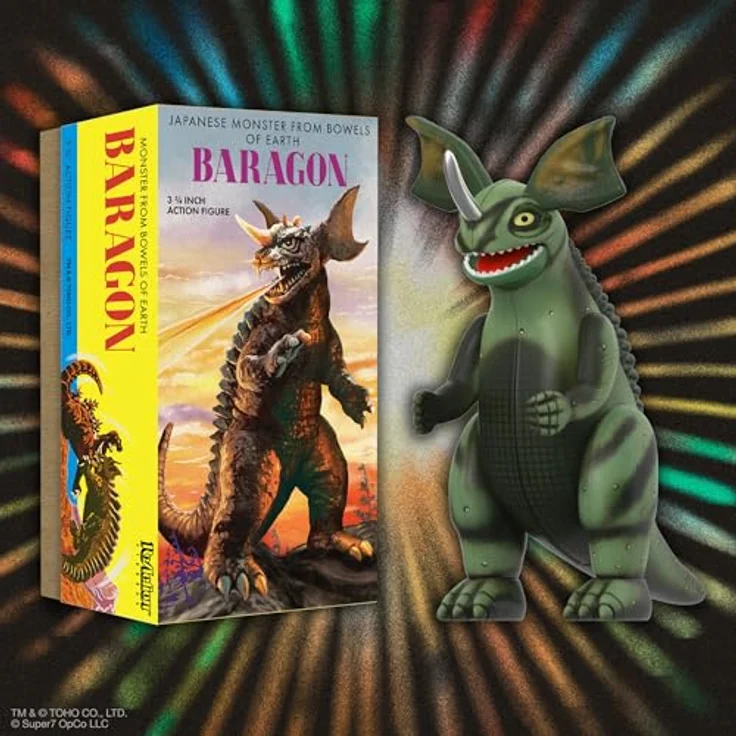 Super7 Toho ReAction Actionfigur Wave 01 Baragon (Marusan Tin), 10 cm mit Zubehör und Austauschteilen, Retro Tin – Bild 5