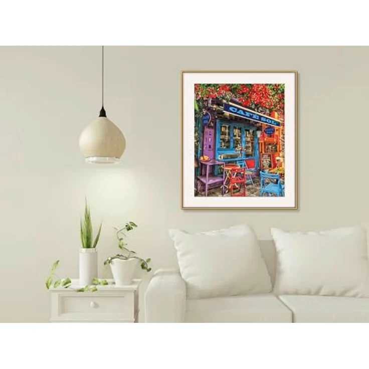 Schipper Malen nach Zahlen Meisterklasse Premium - Buntes Café, Made in Germany, Maltafel 40 x 50 cm, Acrylfarben, Malpinsel und Anleitung – Bild 5