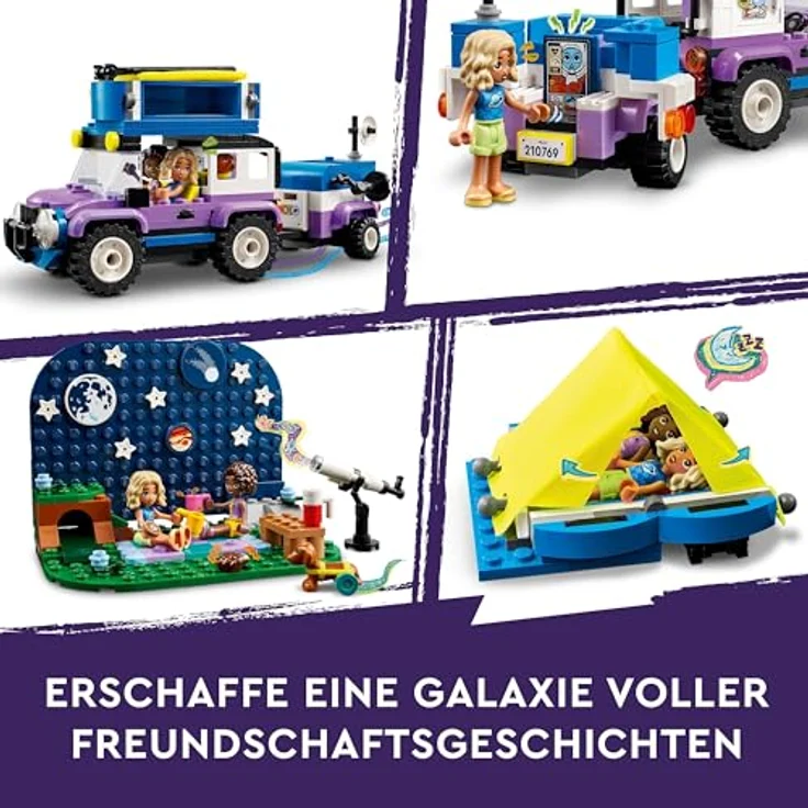 LEGO Friends Sterngucker-Campingfahrzeug Set mit Geländewagen-Auto und Spielzeug-Teleskop, Geschenk ab 7 Jahre für Mädchen und Jungen, beinhaltet die Spielfiguren Nova, Aliya und einen Hund 42603 – Bild 4