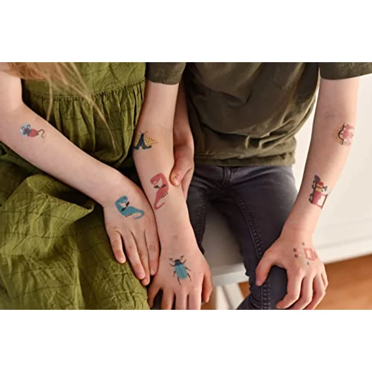 Hautfreundliche Kindertattoos zum Aufkleben - Motiv DU & ICH, Freundschaftstattoos, Kinder-Tattoo Set mit 5 Bögen, Tattoos Kinder, 100% Vegan und Hergestellt in Österreich, JEKA – Bild 2