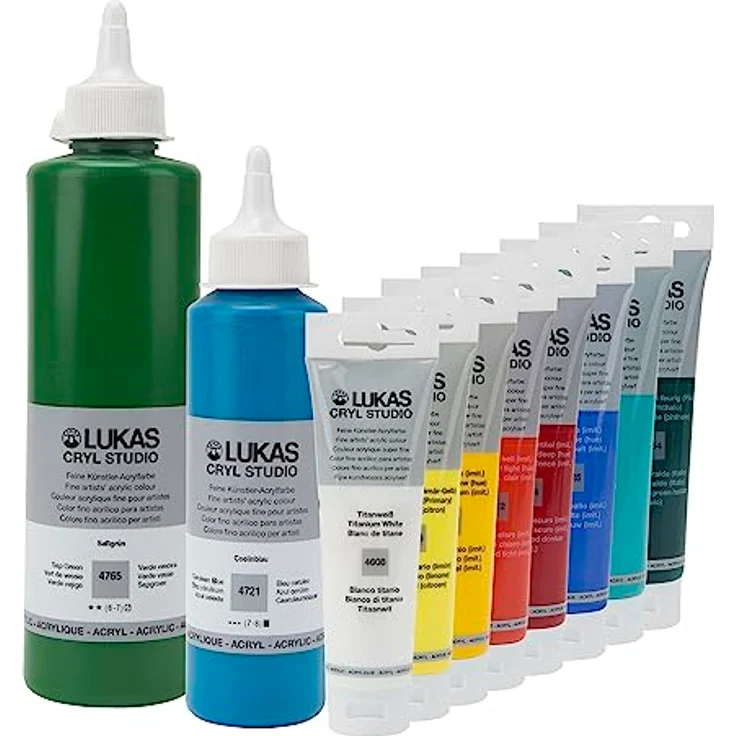 LUKAS Cryl Studio Künstler-Acrylfarbe, hochwertige weiß, 250 ml, schnelltrocknend und wasserverdünnbar – Bild 2