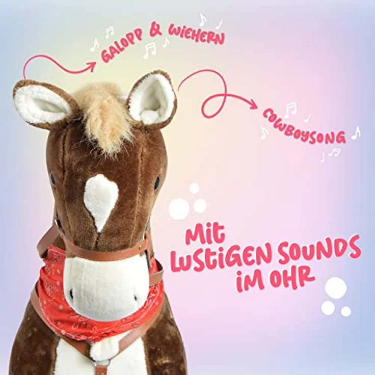 Pink Papaya Giant XXL Kinder Spielpferd zum Reiten Max 125 cm | Plüschpferd | Fast lebensgroßes Pferd zum Reiten für Kinder | Stehpferd bis 100kg belastbar mit Sounds – Bild 3