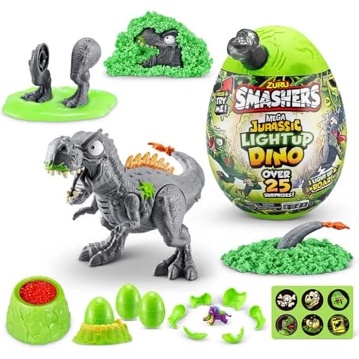 Zuru Zuru Smashers Mega Jurassic Light-up Dino, Sammelfigur mit leuchtendem Ei, über 25 Überraschungen und Dino-Teilen – Bild 3