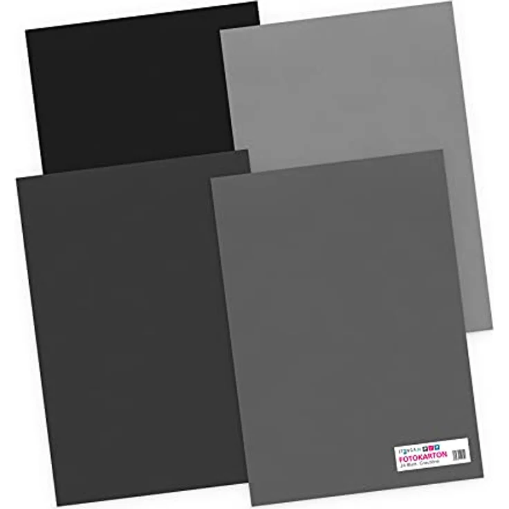 itenga Tonpapier DIN A4, 24 Blatt 130 g/qm in Grautönen - Farbmix mit 4 Farben je 6 Blatt, ideal zum kreativen Gestalten und Basteln – Bild 1