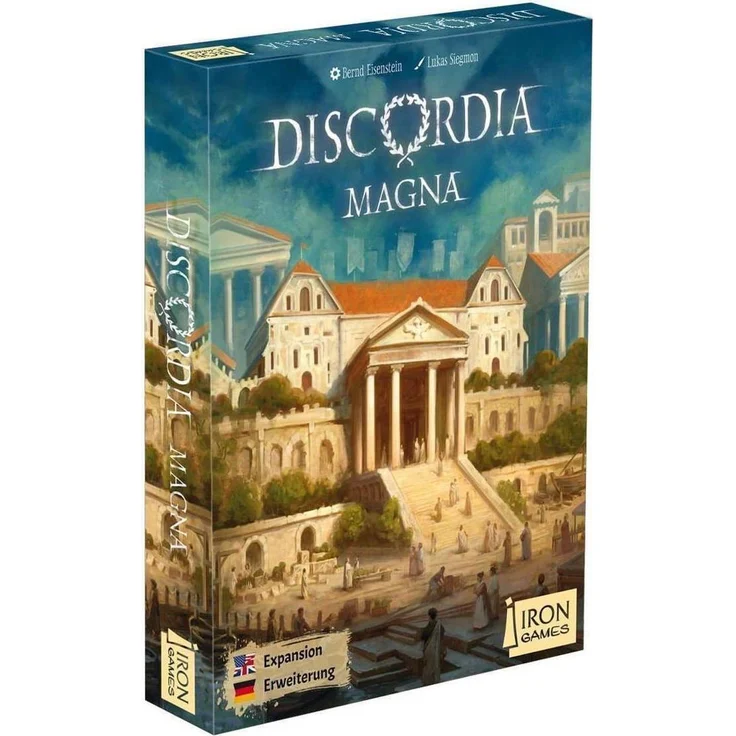 Irongames Discordia Magna, Brettspiel Erweiterung mit 6 neuen Stadtplänen und asymmetrischen Startbedingungen, deutsch, für 1-4 Spieler ab 12 Jahren