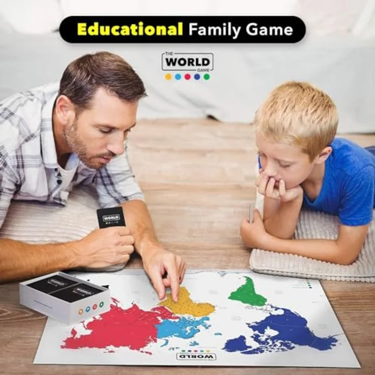 The World Game Geographie Kartenspiel, Lernspiel für 2-6 Personen, englische Version für Kinder und Erwachsene, inklusive 194 Länder, Flaggen und Hauptstädte – Bild 2
