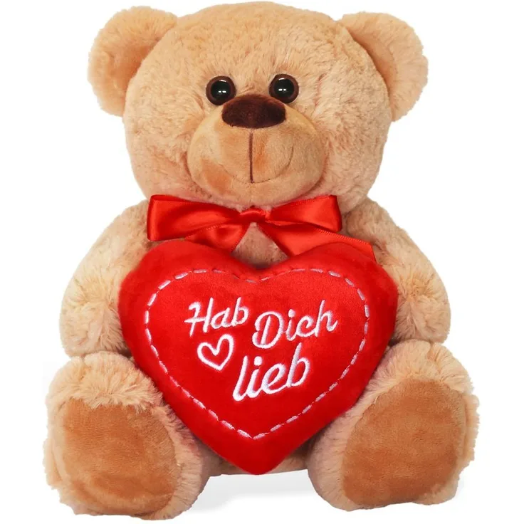 matches21 HOME & HOBBY Teddybär mit Herz Hab Dich lieb braun 25 cm