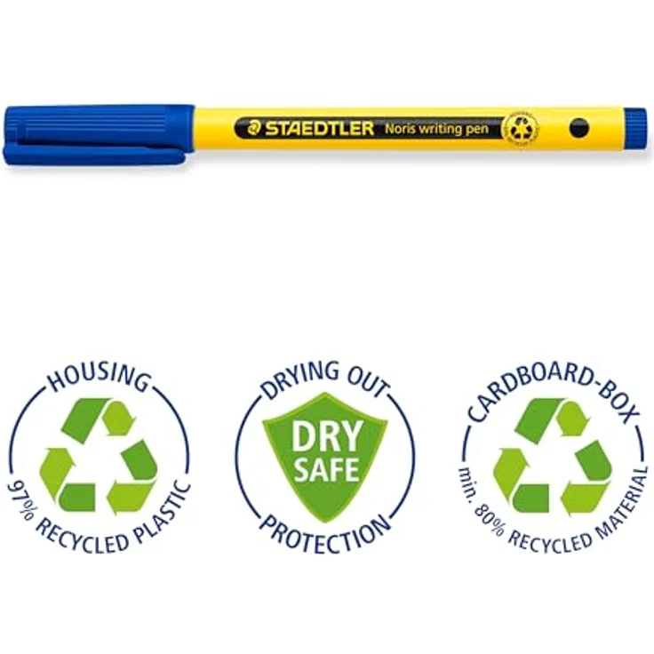 Staedtler Noris Writing Pen 307, Fineliner in Blau mit druckbeständiger Spitze und DRY SAFE Technologie – Bild 4