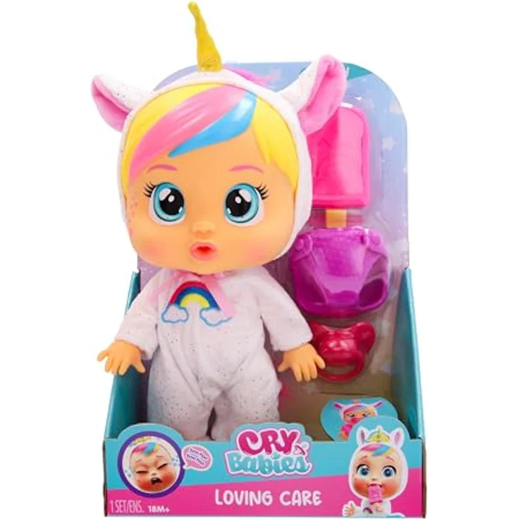 IMC TOYS Cry Babies Loving Care Fantasy Dreamy, Babypuppe mit weichem Pyjama, echten Tränen und Zubehörset, für Kinder ab 18 Monaten – Bild 2