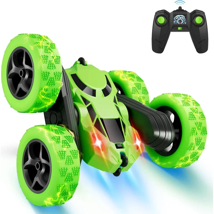 DIYARTS RC-Stuntauto, ferngesteuertes 360°-Action-Auto mit 2 Akkus, LED-Lichtern & 60 Min. Spielspaß