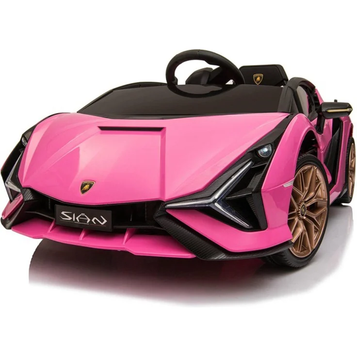 TPFLiving Elektro-Kinderauto Lamborghini Sian mit Fernbedienung - 2 x 12 Volt - 7Ah-Akku - Belastbarkeit 30 kg - Soft-Start und Bremsautomatik - Pink