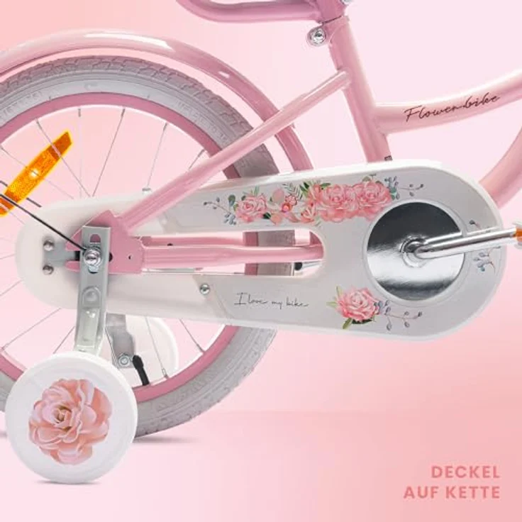 Sun Baby Mädchenfahrrad 16 Zoll Flower Bike mit Abnehmbarer Schubstange, Rosa, für Mädchen von 2-6 Jahre – Bild 4