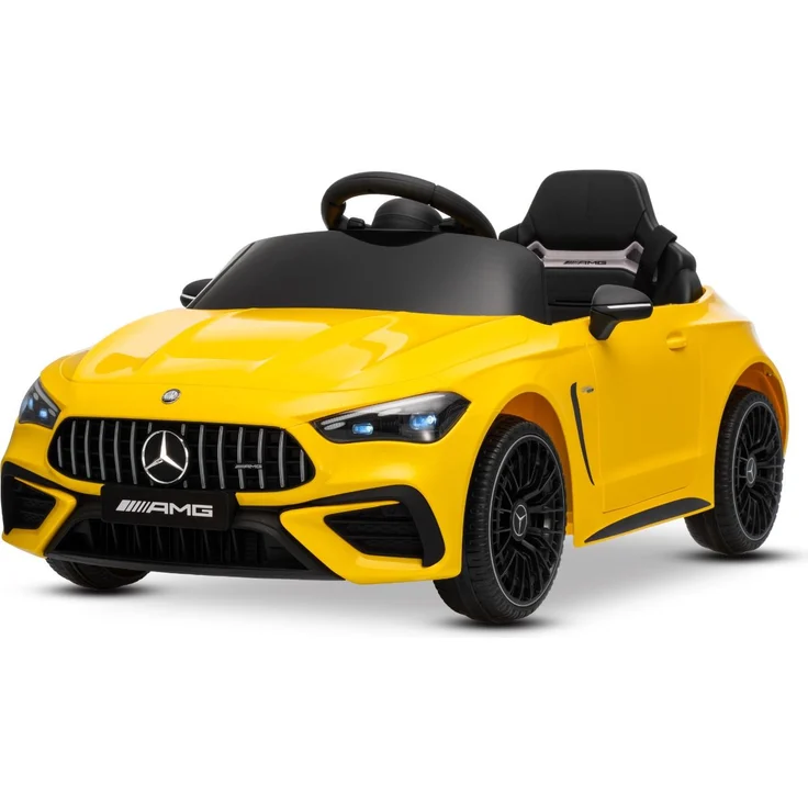 Beneo Elektrisches Kinderfahrzeug Mercedes CLE 12V, gelb, mit Hinterradantrieb, Lithium-Akku, 2,4-GHz-Fernbedienung, MP3-Player, LED-Beleuchtung, Original-Lizenz