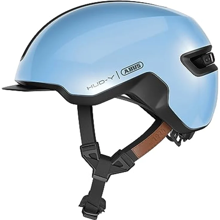 ABUS Urban Helm HUD-Y - mit magnetischem, aufladbarem LED-Rücklicht & Magnetverschluss - Cooler Fahrradhelm für den Alltag - für Damen und Herren - Blau, Größe S – Bild 1