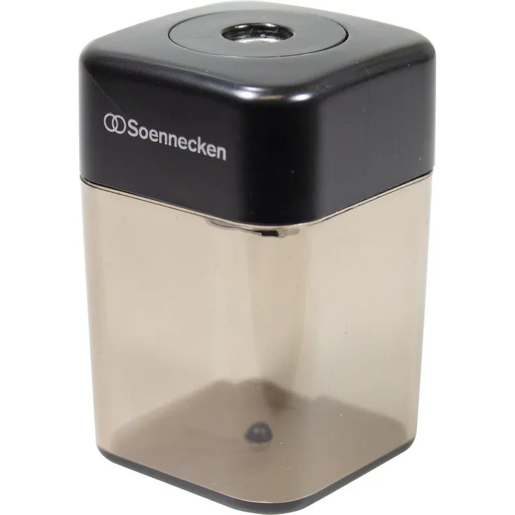Soennecken Anspitzer Spitzdose 3399, Metallspitzer für 8 mm Stifte, schwarz/grau transparent