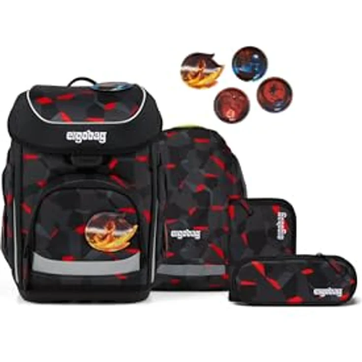 ergobag cubo Set, ergonomischer Schulranzen 5-teilig, individualisierbar, für 1. Klasse, Größe 28 x 40 x 25 cm, aus 27,7 recycelten PET-Flaschen – Bild 1