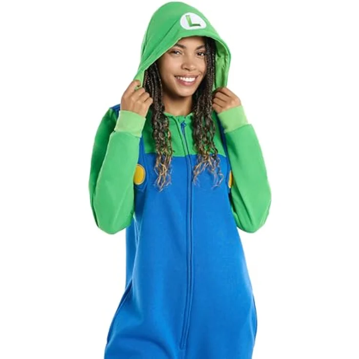 OppoSuits Luigi (XL), offizieller Super Mario Onesie in Grün, gemütlicher Einteiler für Gaming-Nächte und Couch-Momente – Bild 7