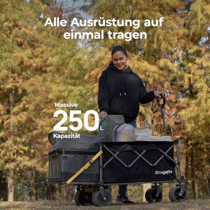 BougeRV Elektrischer Bollerwagen Faltbar, 200 kg Tragfähigkeit, 250W Doppelmotor & 250L Volumen, Offroad Campingwagen für Outdoor-Abenteuer (Ohne Ladegerät) – Bild 3