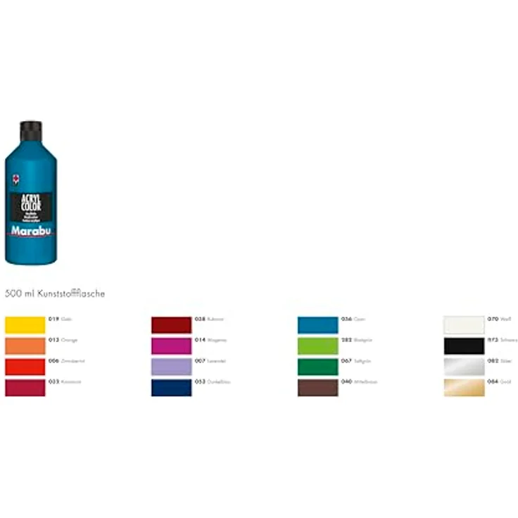 Marabu Acryl Color 500 ml, rubinrot, cremige Acrylfarbe auf Wasserbasis, schnell trocknend, lichtecht, wasserfest für Leinwand, Papier und Holz – Bild 2