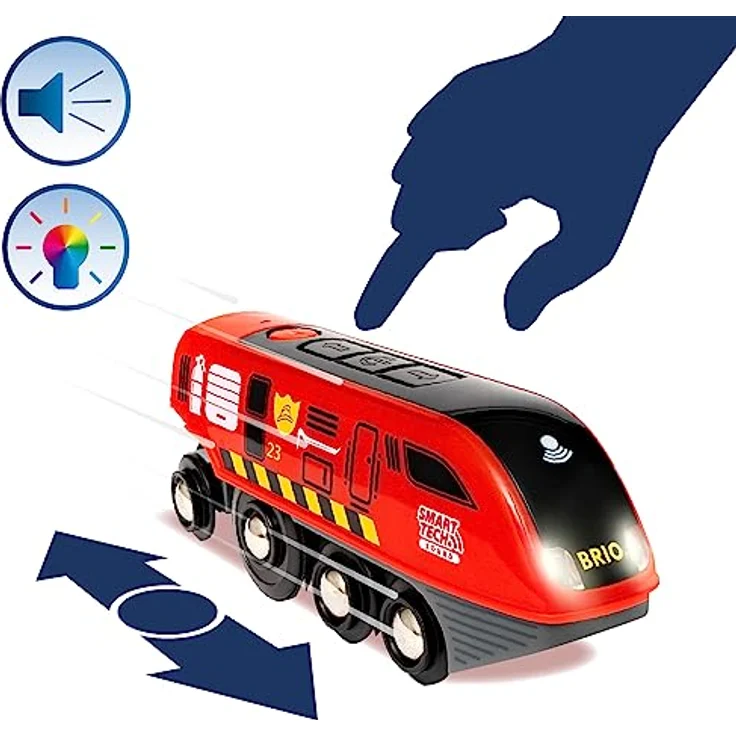 Brio Smart Tech Sound Feuerwehreinsatz-Rettung, interaktive Holzeisenbahn mit Aktionssymbolen und App-Funktion – Bild 7