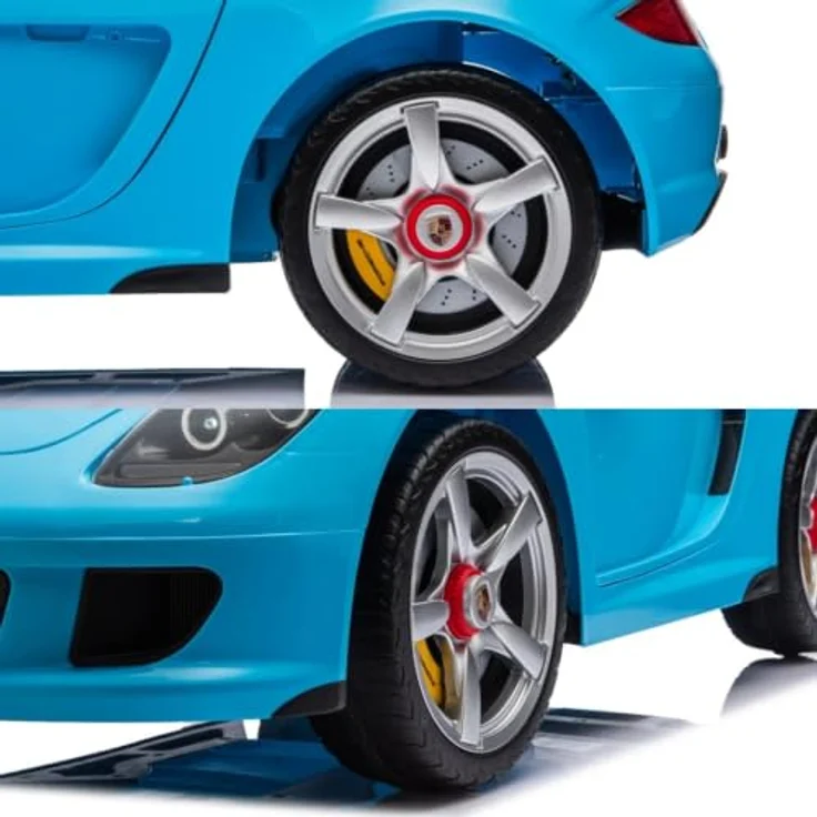 Porsche Carrera GT Elektro-Kinderauto 12V, lizenziertes Elektroauto für Kinder (1-5 Jahre), mit Ledersitz, Fernbedienung, Bluetooth und EVA-Reifen, Blau – Bild 9