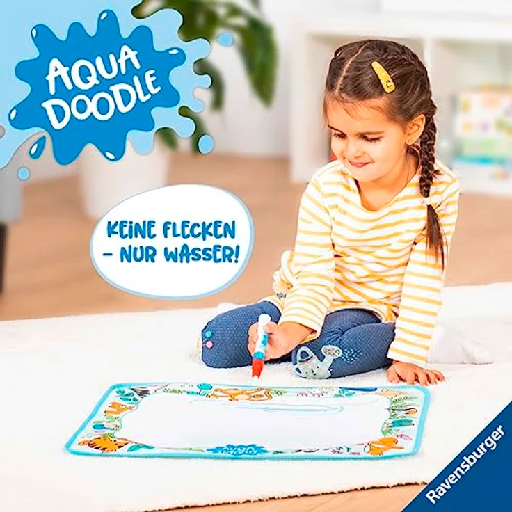 Ravensburger 4564 Aquadoodle Animals - Erstes Malen für Kinder ab 18 Monate - Malset für fleckenfreien Malspaß mit Wasser - inklusive Matte und Stift Maße (B/H): 22 x 31 cm, Malset für fleckenfreien Malspaß mit Wasser, inklusive Matte und Stift, Dt/frz/ital/niederländ – Bild 3