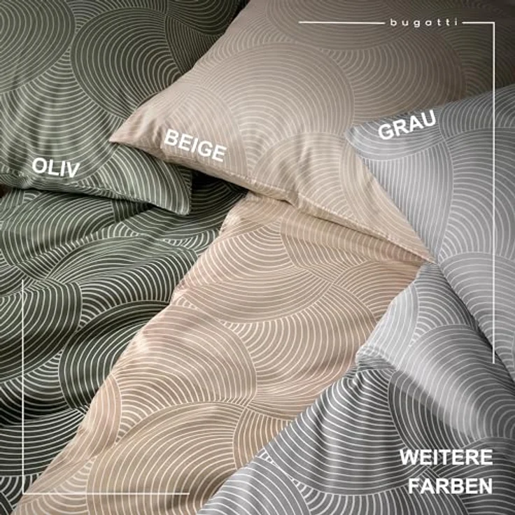 Bugatti Bettwäsche 155x220 cm 100% Baumwolle grün - Reißverschluss, anschmiegsam, weich & waschbar - Preisvergleich – Bild 5