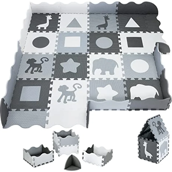 Moby-System Puzzlematte für Babys, 150 x 150 cm, Spielmatte, geruchlos, Matte große, Puzzle Matte für Jungen & Mädchen, Spielmatte schadstofffreie, geruchlose Krabbelmatte – Bild 2