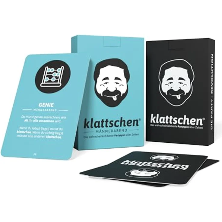 DENKRIESEN klattschen® & klattschen® Männerabend, Kult-Trinkspiel mit 60 Karten und 25 Aufgaben für unvergessliche Partys, ideal für 2+ Spieler – Bild 1