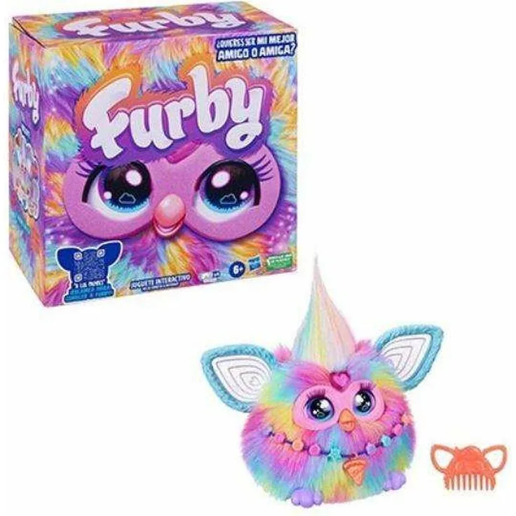 Hasbro Interaktiver Hund Furby DJ Rainbow, bunt, mit Licht und Sound, geeignet für Kinder ab 6 Jahren