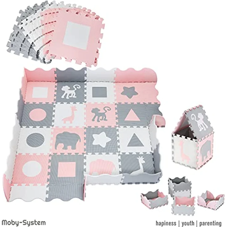 Moby-System Puzzlematte für Babys, 150 x 150 cm, Spielmatte, geruchlos, Matte große, Puzzle Matte für Jungen & Mädchen, Spielmatte, geruchlose Krabbelmatte – Bild 3