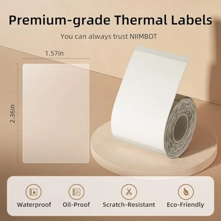 NIIMBOT Transparent A2G88318501 Etiketten, 125 Stück 40x60 mm, Thermotransferdruck, wasserdicht, reißfest – Bild 2