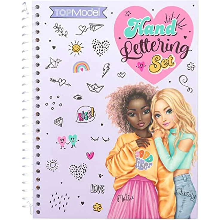 Depesche 12158 TOPModel-Malbuch und Handlettering Anleitungen und Schrift-Ideen zum Üben, Einer Schablone und einem Stifte Set mit Täschchen – Bild 2