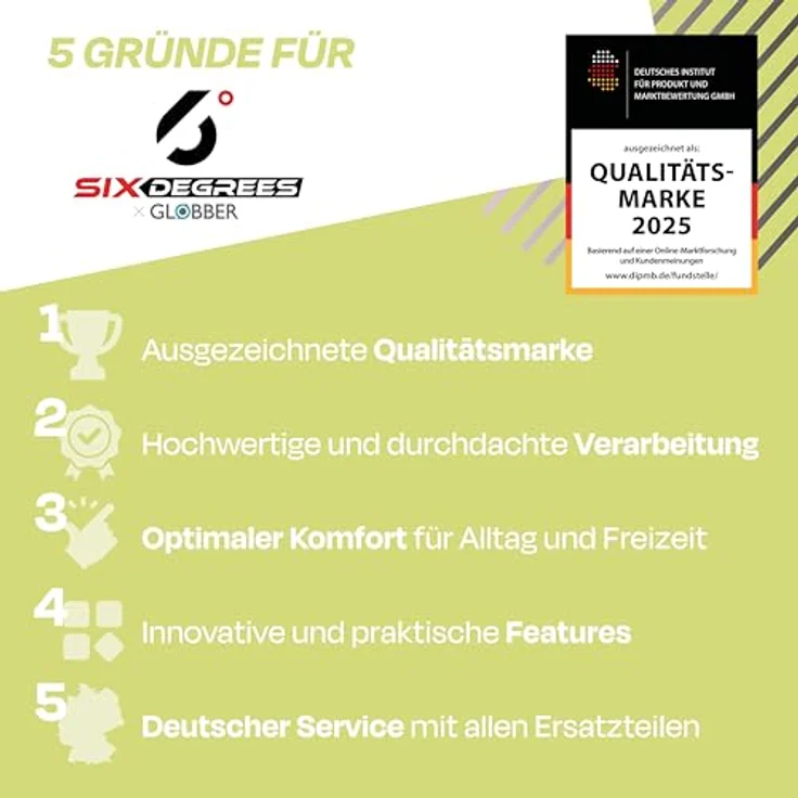 Globber SIX DEGREES Aluminium Scooter 205 mm lime dream, Klappmechanismus, Ständer, ABEC 7 Kugellager, 5-fach höhenverstellbar – Bild 7