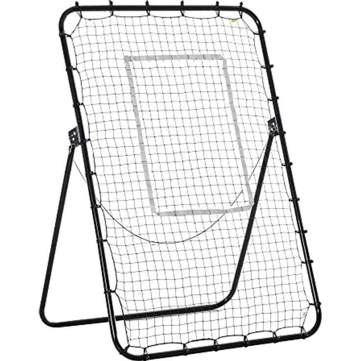 HOMCOM Fußball Rebounder, Klappbarer Fußballtor, Kickback Rückprallwand mit 4 Verstellbaren Stufen, Metallrahmen für Kinder, Erwachsene 123 x 73 x 178,5 cm, Schwarz – Bild 1