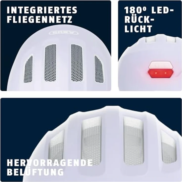 ABUS Kinderhelm Smiley 3.0 LED - Fahrradhelm mit Licht - Tiefe Passform & Platz für einen Zopf - für Mädchen und Jungs - Pure Lavender, Größe M – Bild 4