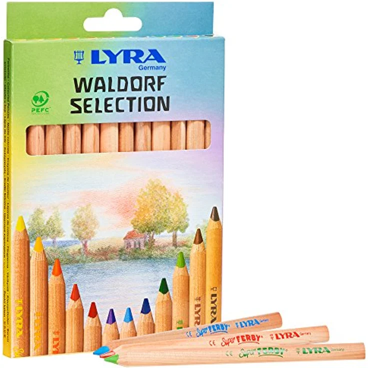 LYRA 3711121 Super Ferby Waldorf Selection Kartonetui mit 12 Farbstiften, Sortiert - Ergonomisch dreiflächige Form, super weiche Mine, hohe Farbbrillanz – Bild 2