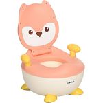 ZONEKIZ Toilettentrainer Kindertoilette Fuchs-Design, ergonomische Rückenlehne, Spritzschutz, herausnehmbarer Innentopf, für Kleinkinder von 6 Monaten bis 3 Jahre, rosa/weiß/gelb