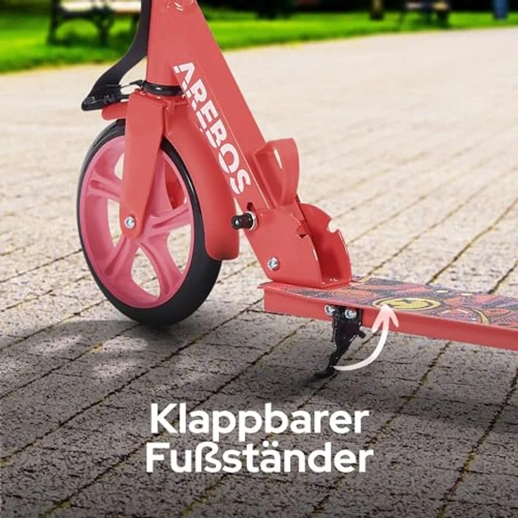 Arebos Tretroller klappbar, höhenverstellbar 78–93 cm, bis 100 kg, für Kinder ab 6 Jahren, rot – Bild 9
