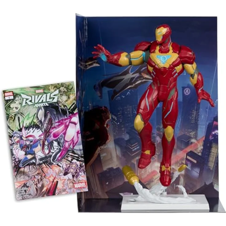 McFarlane Marvel Rivals Collection 1/6 Action Figure Iron Man, 28 cm, inkl. Zubehör und Comicbuch – Bild 2