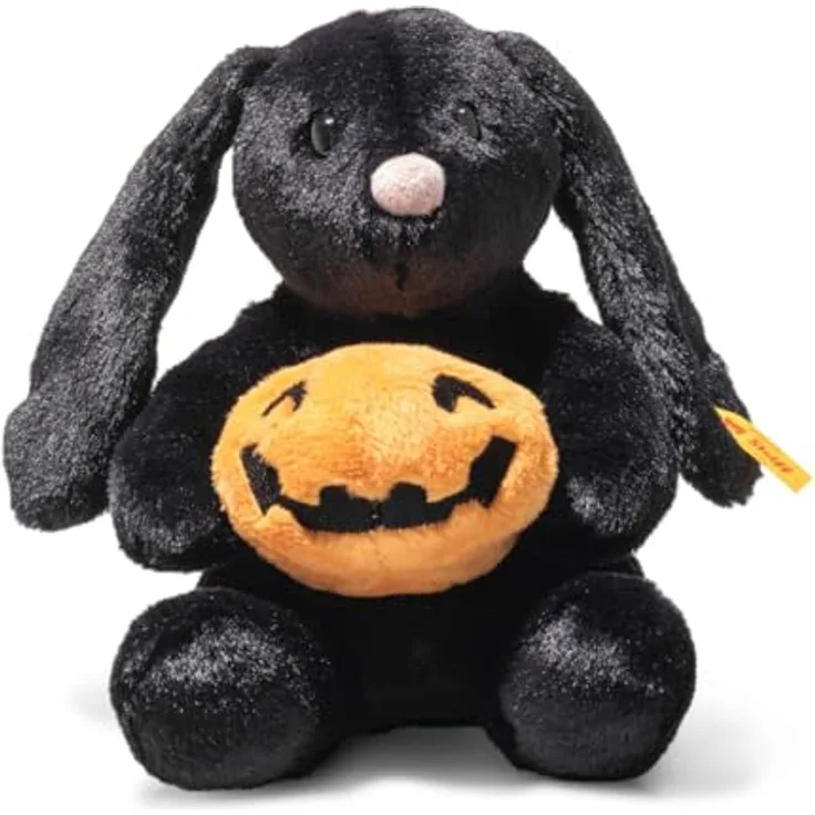 Steiff Mr. Spice Hoppie Hase, 16 cm Plüschtier aus weichem Plüsch in Schwarz, waschbar bei 30 °C, ideal für Kinder