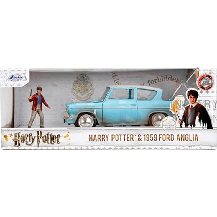 Jada JA31127 1:24 1959 Ford Anglia mit Harry Potter Figur, rostig blau – Bild 3