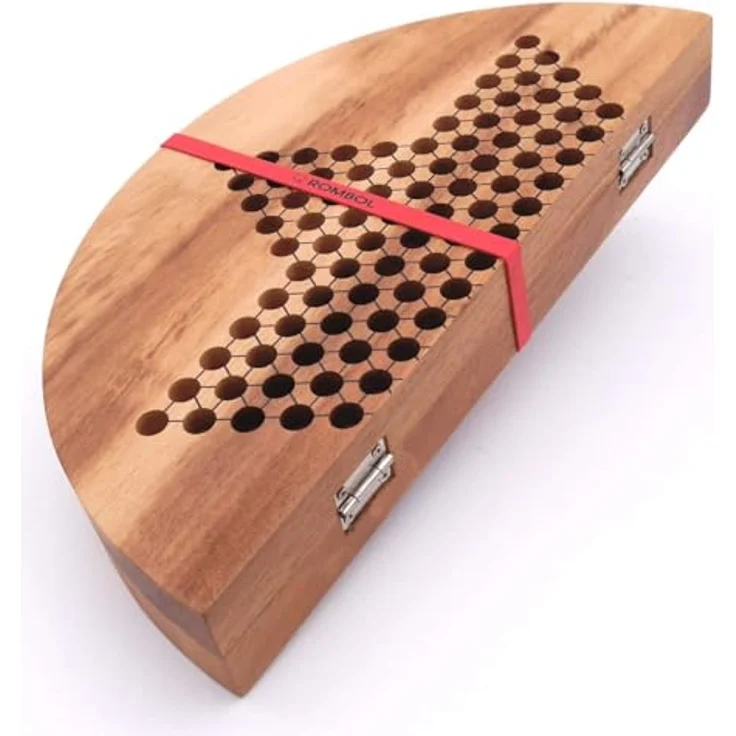 Rombol Halma XL, rundes klappbares Strategiespiel für 2-6 Personen aus edlem Holz – Bild 2