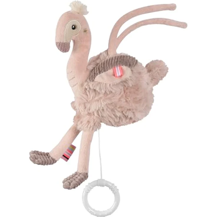 Fehn Mini-Spieluhr Flamingo, Kuscheltier & Einschlafhilfe mit sanfter Melodie, ca. 24 cm, maschinenwaschbar bei 30°C, für Babys ab 0+ Monaten – Bild 1