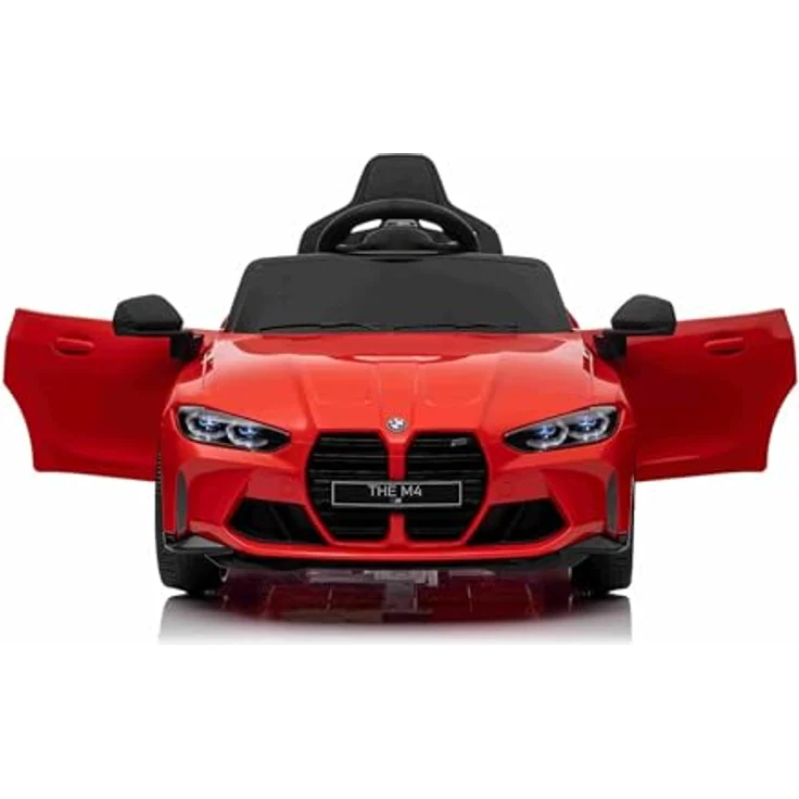 RIRICAR Elektro Kinderauto BMW M4, rot, Fernbedienung, 12-V-Batterie, LED-Leuchten, 2 x Motor – Bild 4